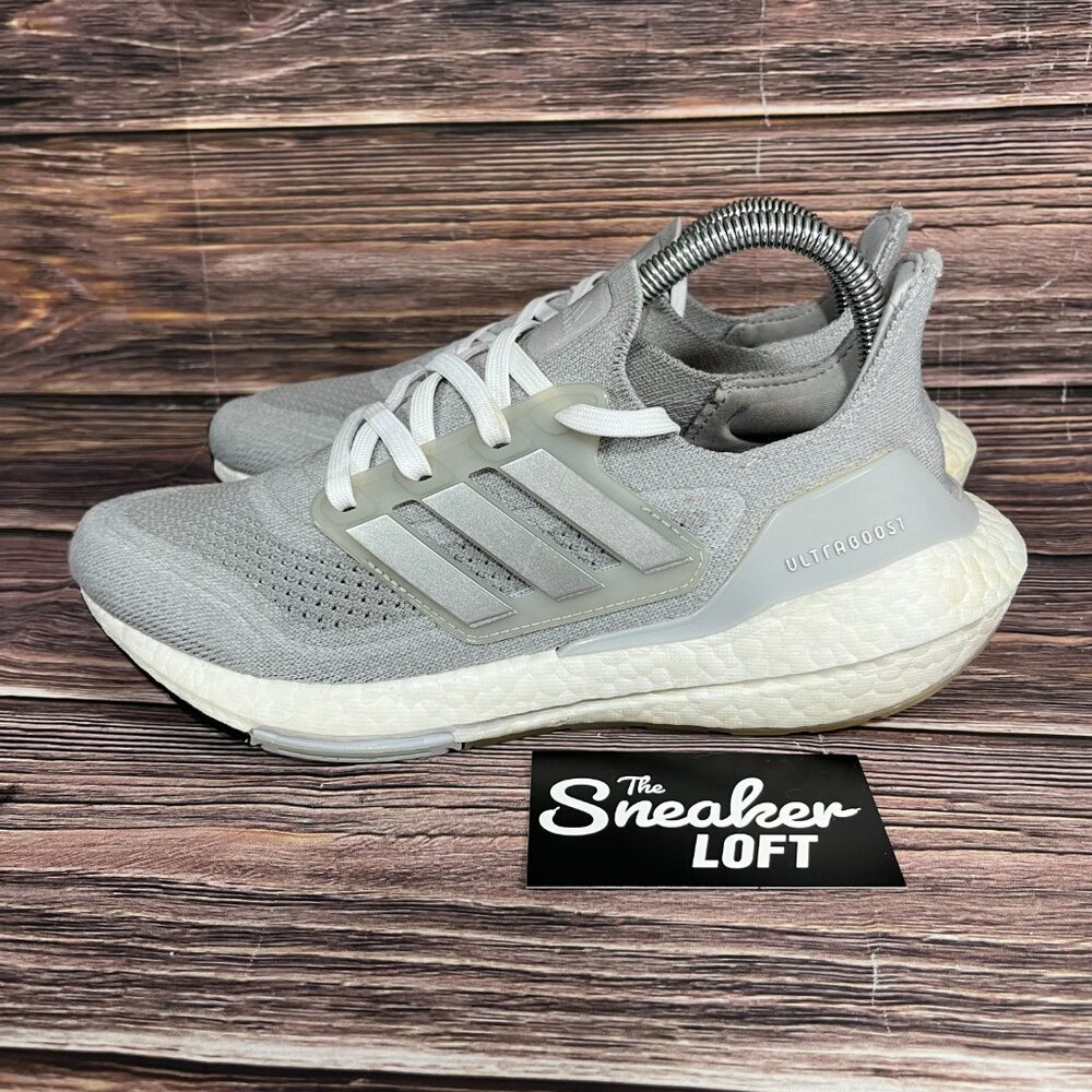 Adidas Ultraboost 21 Grey Silver Metallic Women's‎ Athletic Shoes - Picture 3 of 8